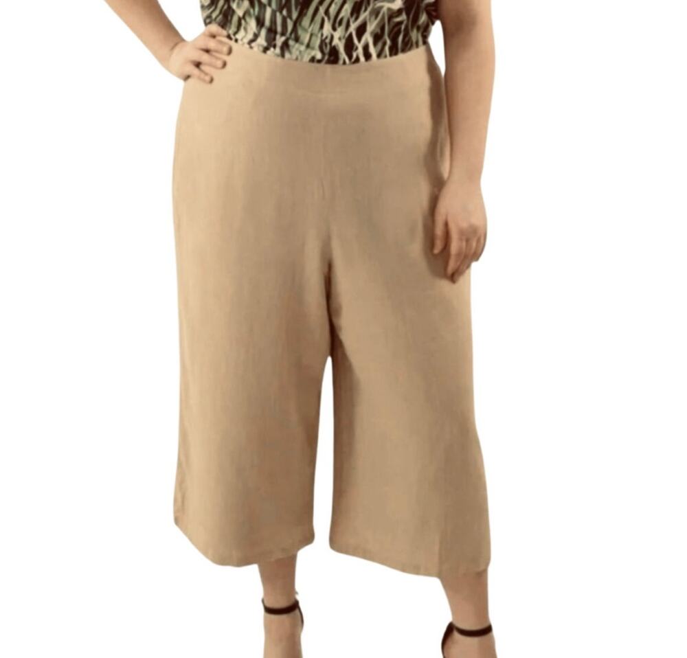 Maree Pour Toi linen blend wide leg pant in tan Size 12